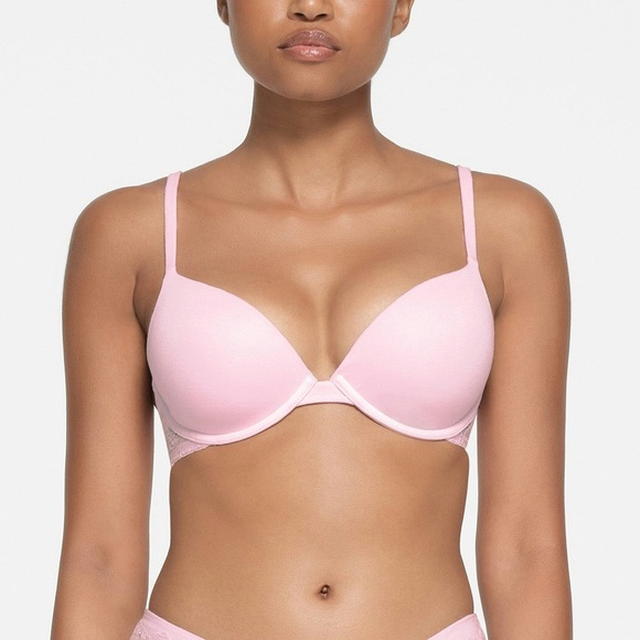 🌸SKIMS COTTON LACE PLUNGE BRA IN CHERRY BLOSSOM 34C - Picture 2 of 9